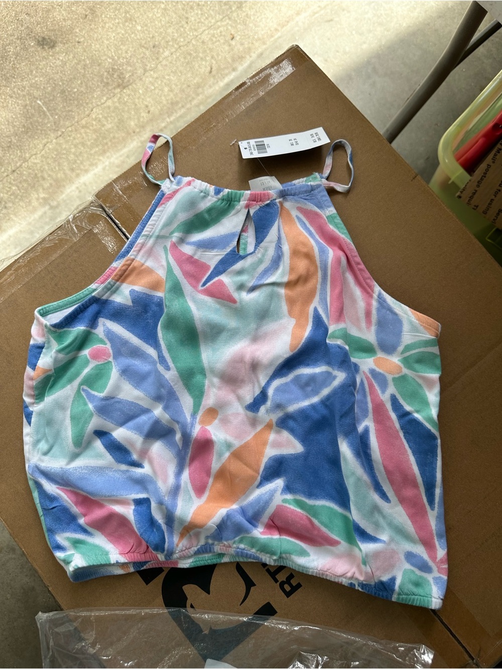 abercrombie kids Pastel Abstract Crop Halter Top